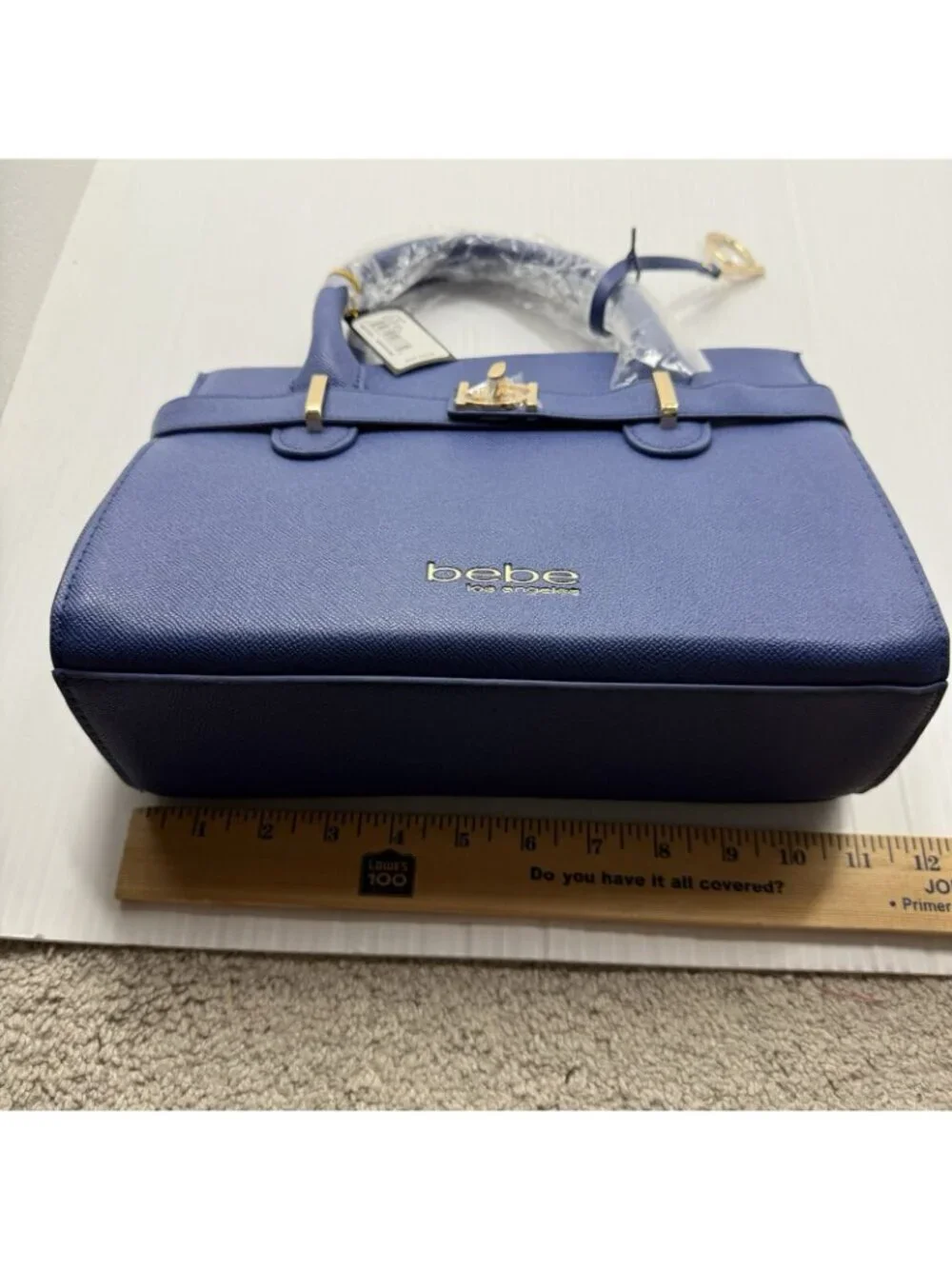 Bebe Los Angeles Evie Satchel NWT Galaxy Blue Gold Hardware Crossbody Bag Work